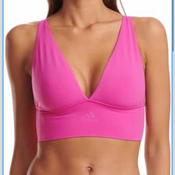adidas Other - Adidas Seamless Plunge Sports Bra Pink Size Medium NWT Athleisure